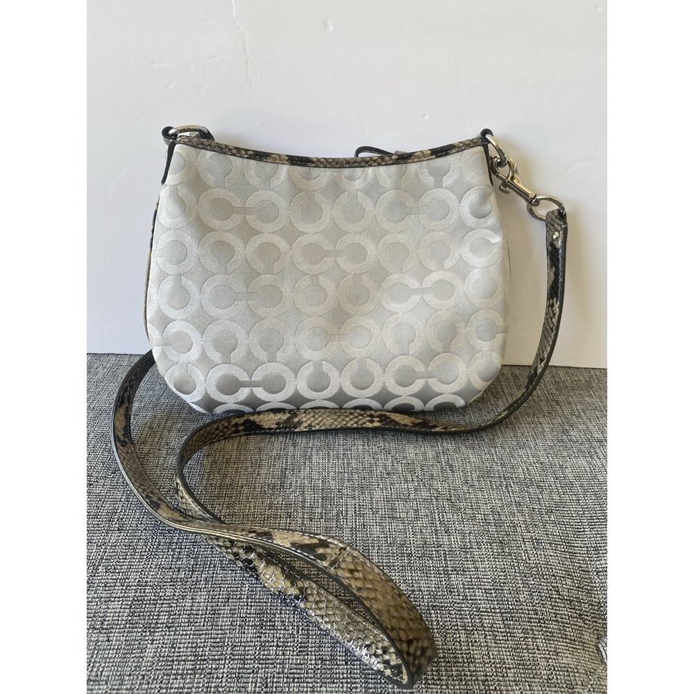 Coach Madison Crossbody Signature Jacquard Coach & Snake & Leather Strap Silver - Picture 3 of 8